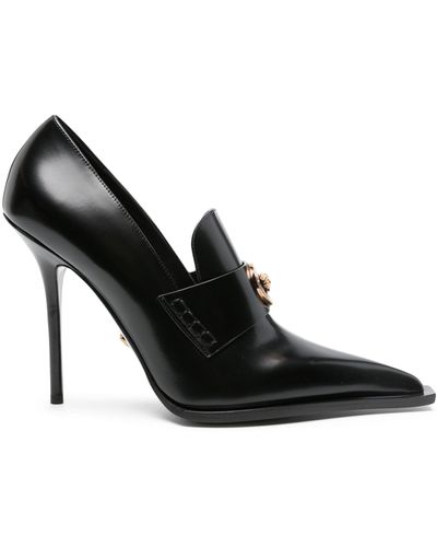 Buy Versace Leather Sculptural-heel Ankle-strap Pumps - Black At 75% Off |  Editorialist