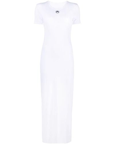 Marine Serre Crescent Moon Ribbed Dress - Women's - Organic Cotton/elastane - White