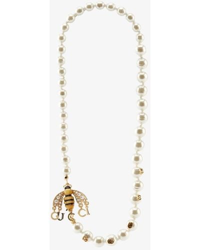 Gucci Bee-embellished Pearl Necklace - White