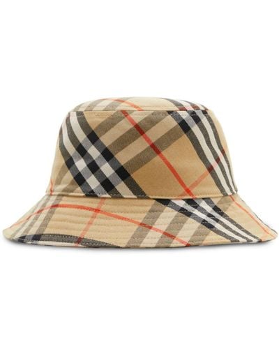 Burberry Bucket Check Hat Accessories - Natural
