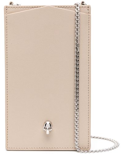 Alexander McQueen Neutral Skull Leather Phone Bag - Natural