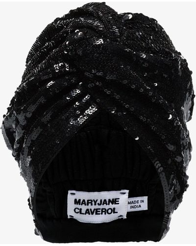 MaryJane Claverol Adele Beaded Sequin Turban - Black