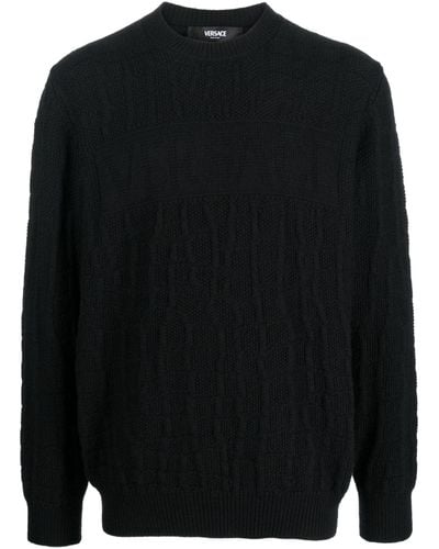 Versace Crocodile-pattern Sweater - Black