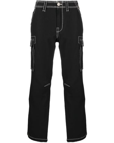 True Religion Contrast-stitching Straight-leg Trousers - Black