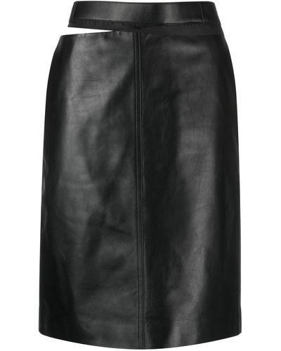 Fendi Leather Midi Skirt - Black