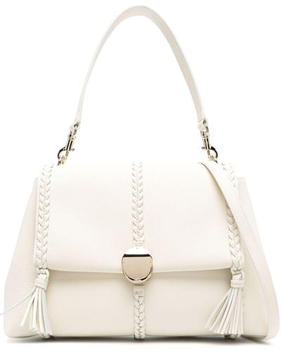 Chloé Penelope Medium Leather Shoulder Bag - White
