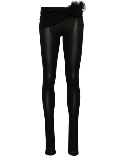 Magda Butrym Floral-appliqué Faux-leather leggings - Black