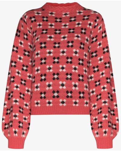 Shrimps Hannie Jacquard Sweater - Women's - Alpaca/wool/polyamide - Pink