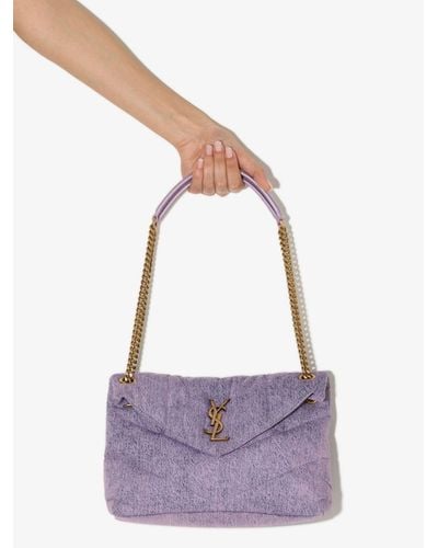 Saint Laurent Purple Loulou Puffer Small Denim Shoulder Bag
