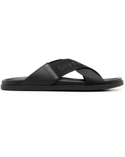 Givenchy Crossover-strap Flat Slides - Black