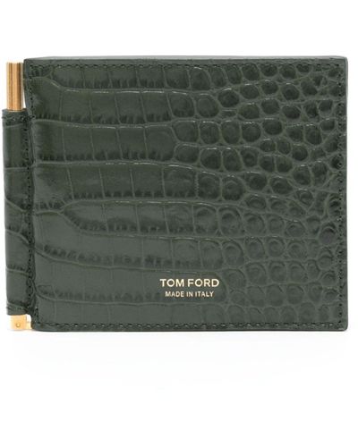 Tom Ford Crocodile-effect Leather Wallet - Green