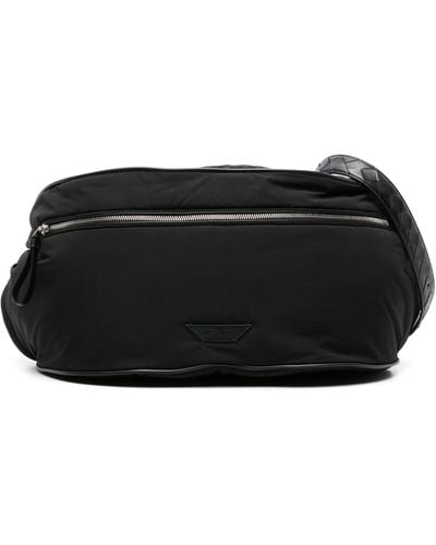 Bottega Veneta Black Intrecciato-strap Belt Bag - Men's - Calf Leather/fabric