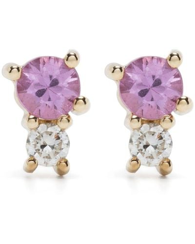 Adina Reyter 14k Yellow Amigos Sapphire And Diamond Stud Earrings - Purple
