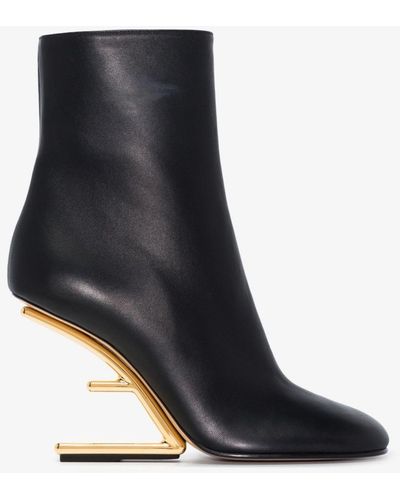 Fendi First 105 Leather Ankle Boots - Black