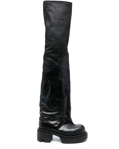 Rick Owens Bogun 78mm Leather Flared Boots - Black