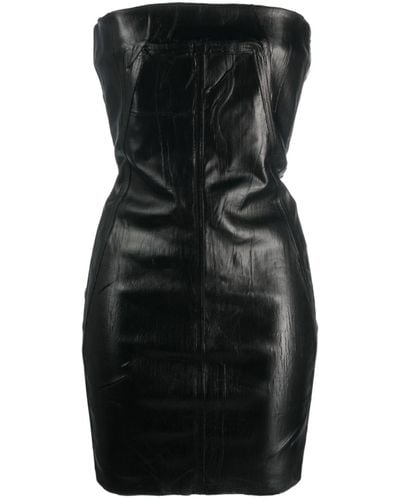 Rick Owens Short Denim Bustier Dress - Black