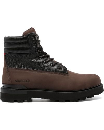 Moncler Peka Trek Nubuck And Leather Hiking Boots - Black