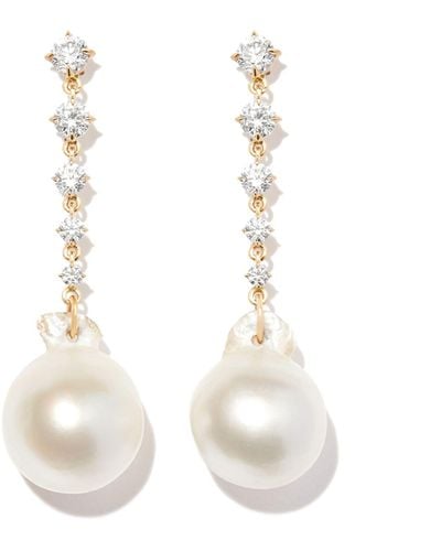 Lizzie Mandler 18k Yellow Éclat Pearl Diamond Earrings - White