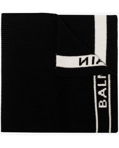 Balmain Logo-intarsia Wool-cashmere Scarf - Women's - Wool/cashmere - Black