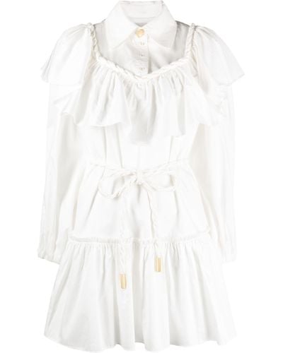 Aje. White Dahlia Flounce Mini Dress