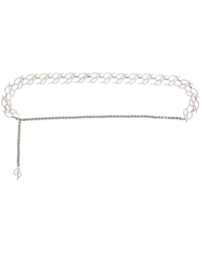 Blumarine Rhinestone-embellished Logo-chain Belt - White