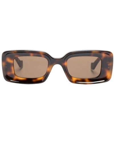 Loewe Tortoiseshell Effect Rectangular Sunglasses - Women's - Acetate - Brown
