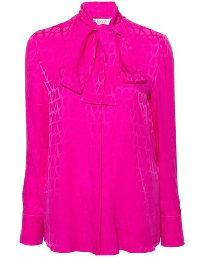Valentino Garavani Toile Iconographe Silk Blouse - Women's - Silk - Pink