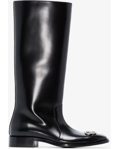 Balenciaga Rim Bb Leather Rain Boots - Black