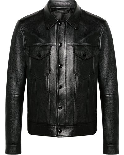 Tom Ford Classic-collar Leather Jacket - Black