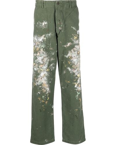 Orslow Army Fatigue Paint Splatter Tapered Trousers - Green