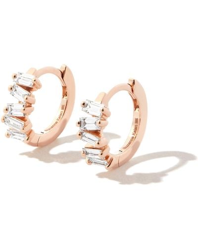 Suzanne Kalan 18k Rose Gold Diamond Hoop Earrings - Pink