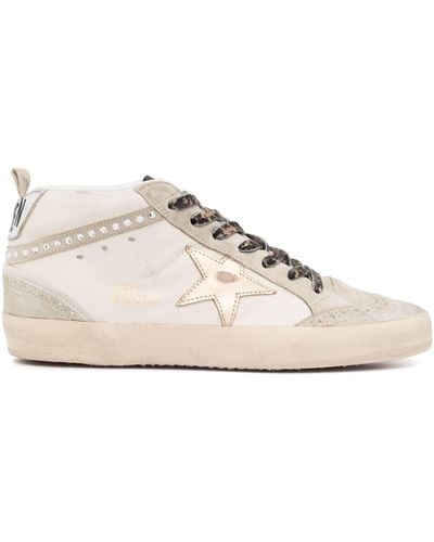 Golden Goose Mid Star Crystal-detailed Sneakers - Natural
