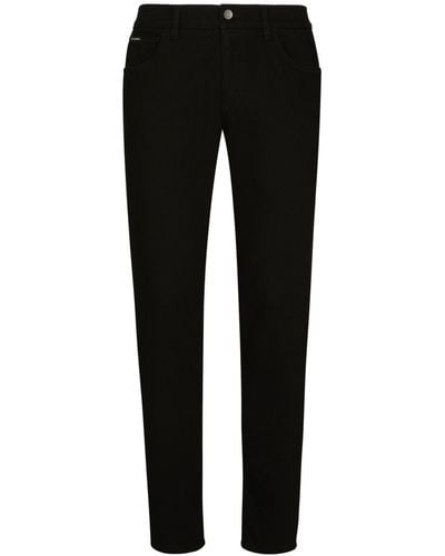 Dolce & Gabbana Logo-appliqué Slim-cut Jeans - Black