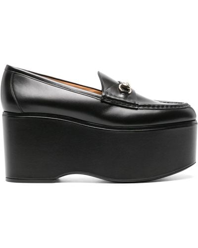 Gucci Horsebit 90 Platform Loafers - Black