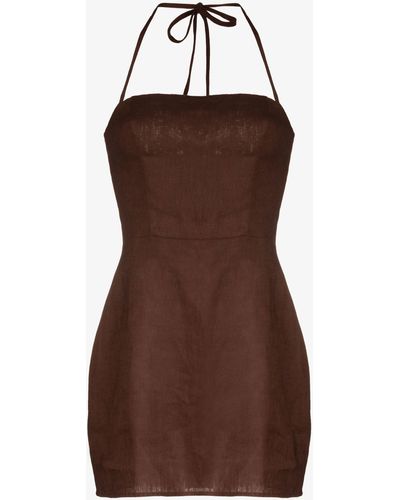 Reformation Linda Linen Mini Dress - Women's - Linen/flax - Brown