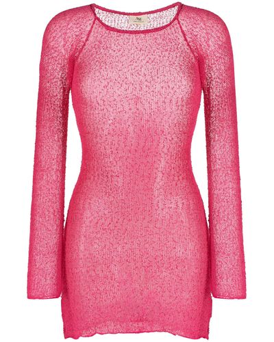 Ambra Maddalena Andy Semi-sheer Knitted Mini Dress - Pink