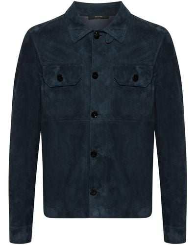 Tom Ford Single-breasted Suede Jacket - Blue