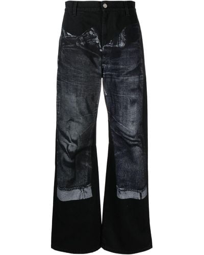 Jean Paul Gaultier Trompe L'oeil-print Wide-leg Jeans - Blue