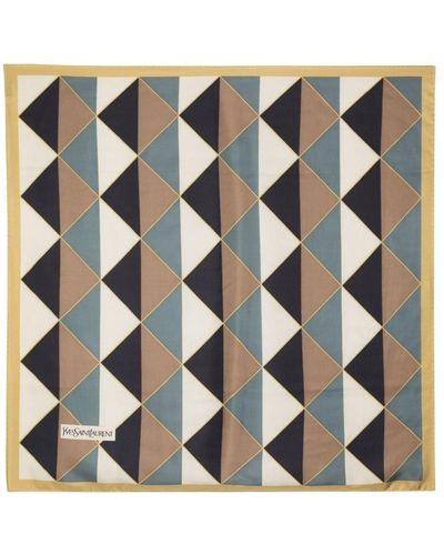 Saint Laurent Geometric-print Silk Scarf - Natural