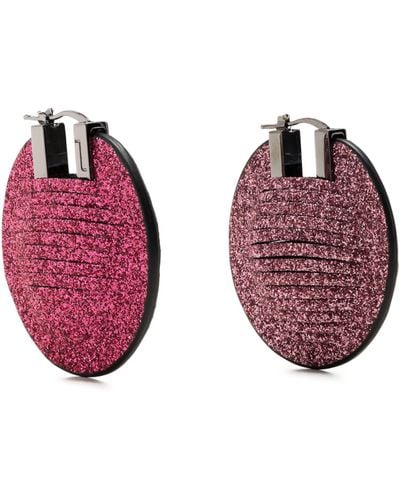 SO-LE STUDIO Geo Leather Hoop Earrings - Pink