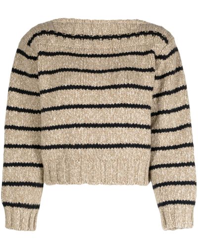 Celine Neutral Marinière Wool Sweater - Natural