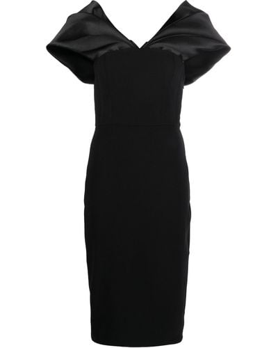 Solace London Wrenley Off-shoulder Midi Dress - Black