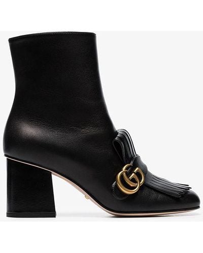 Gucci Marmont GG Suede Ankle Boots - Black