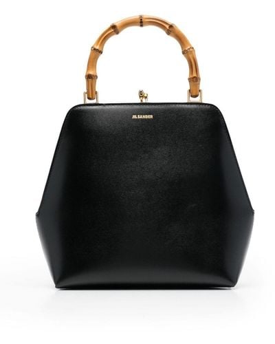 Jil Sander Goji Frame Small Leather Tote Bag - Women's - Calf Leather - Black