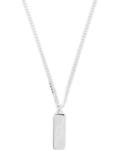Gucci Sterling Silver Diagonal Interlocking G Necklace - Metallic