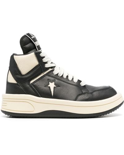 Rick Owens X Drkshdw Turbowpn Mid Sneakers - Unisex - Calf Leather/rubber - White