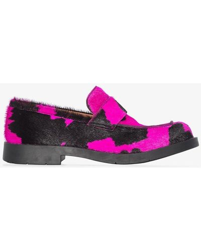 Camper Black And Pink 1978 Cow Print Leather Loafers