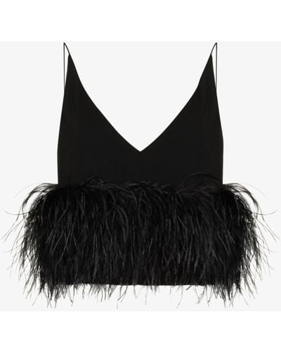 16Arlington Poppy Feather Trim Camisole - Women's - Ostrich Feather/polyester - Black