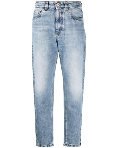 Brunello Cucinelli Straight-leg Cropped Jeans - Women's - Cotton/leather - Blue