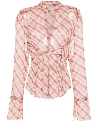 KNWLS Thrall Checked Blouse - Women's - Polyester - Pink